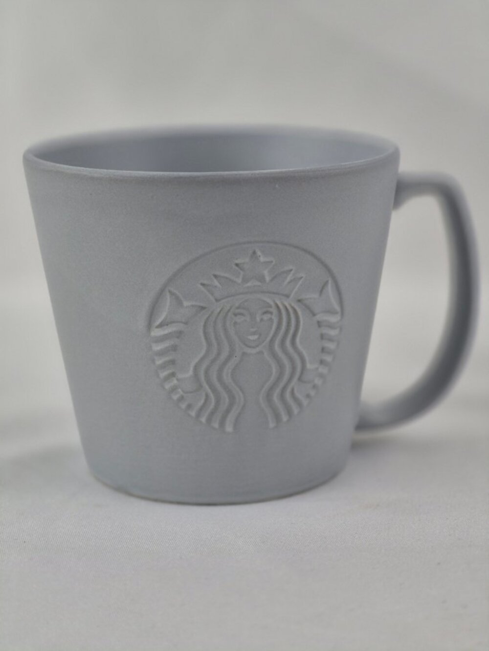 Starbucks Matte Grey Embossed Siren Mug 2019 12 oz Tall Modern Textured